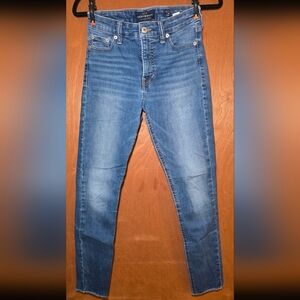 Lucky Brand Jeans Womens 0 25 Blue Mid Rise Skinny Ava Ankle Distressed Raw Hem